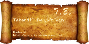 Takaró Benjámin névjegykártya